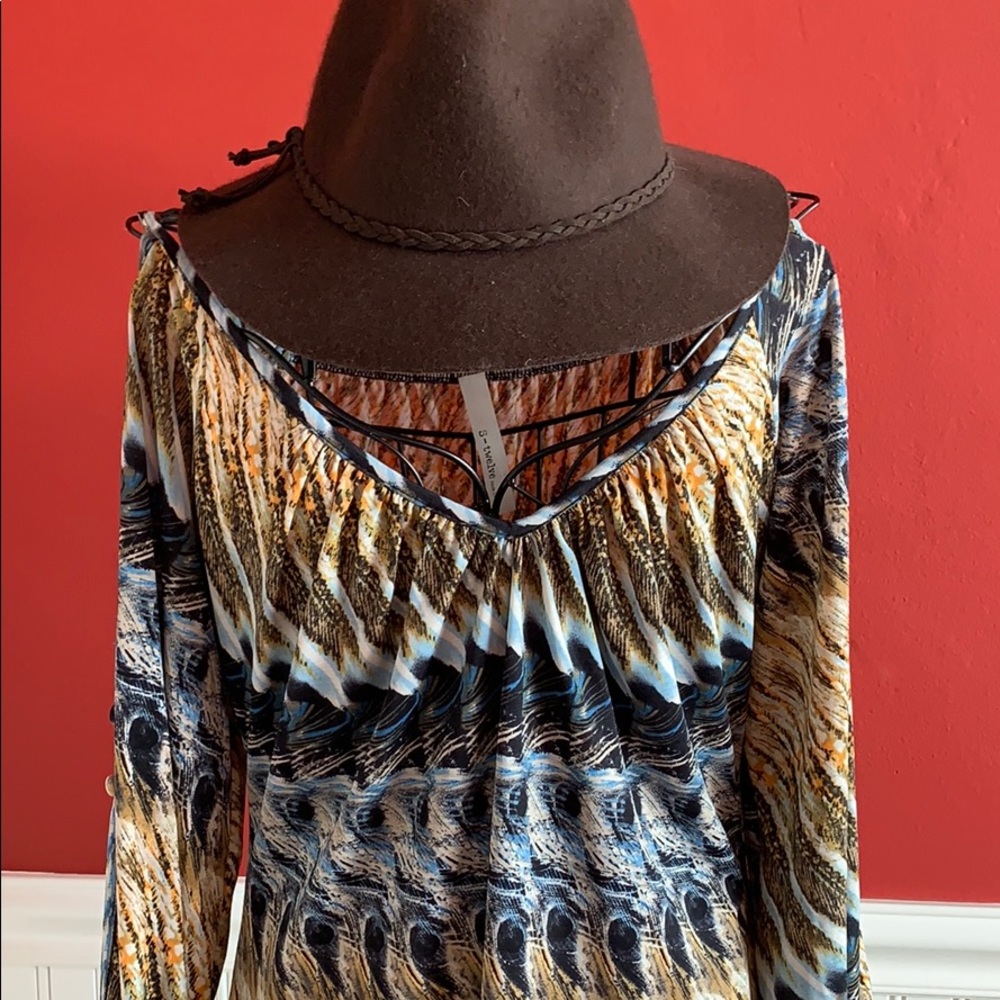 Sexy Print Dress With Cold Shoulder Sleeves